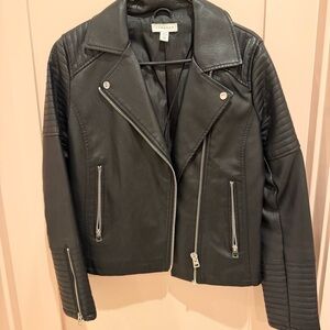 Topshop Black Quilted Leather Jacket